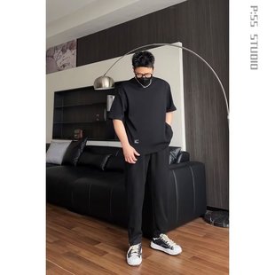 Hong Kong Style Fashion high quality T-shirt Men's Summer Handsome Loose All-match Sports Casual Half-sleeve Round Neck T-shirt