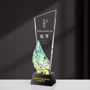 New high-grade crystal trophy medal metal resin colorful staff competition award company honor enterprise solid wood
