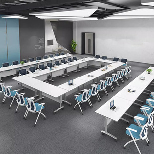 Educational institution folding training table splicing conference table and chair combination mobile desk long table splicing desk