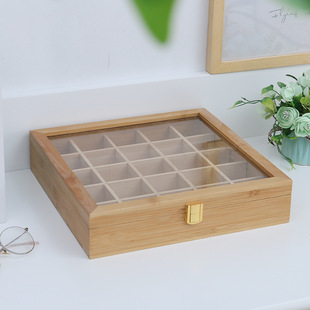 Wooden Storage Box Acrylic Flip Wooden Box Multi-grid Wooden Box Rectangular Wooden Box Custom Essential Oil Wooden Box