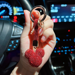 Exquisite workmanship cute full diamond cartoon diamond bag bag pendant accessories keychain schoolbag decoration ring creative