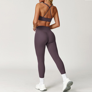 Zechuang Cross-border Sanding Yoga suit High Waist Tight Hip Fitness Yoga Clothes Running Sports suit Women 8505
