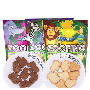 Malaysia Imported Food Mabi ZOOFINO Milk Chocolate Animal Shaped Biscuits Wholesale 80g