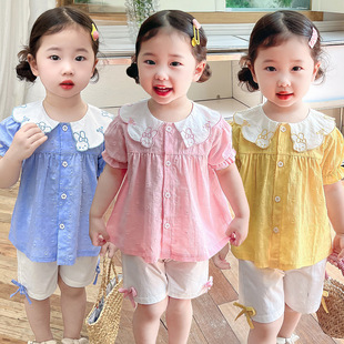 Baby jumpsuit autumn newborn clothes front buckle baby girl clothes flower collar spring and autumn baby clothes