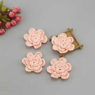 8cm Three-Layer Colorful Stereo Hand-Crocheted Flowers Imitation Raffia Pp Grass Hand-Crocheted Flowers Clothing Shoes Hair Accessories Bags DIY