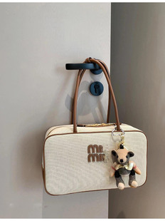 2024 New Briefcase Computer Bag Boston Retro All-match Large Capacity Portable European and American Fashion Bowling Bag