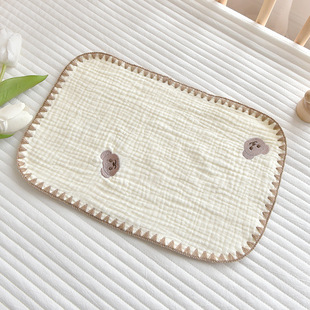 Newborn pillow cotton gauze embroidered Seersucker small pillow towel shell edge cloud sheet pillow baby anti-spitting pillow cushion