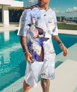 Cross Border 2022 Summer Short Sleeve Shirt 3D Digital Printing Original God Men's Top Shirt suit