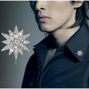 Authentic [1377 people] fashion personality versatile men and women white collar shirt brooch suit accessories horse