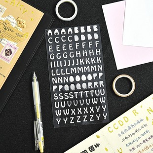 Korean Ins Guka Hot Stamping Silver Letter Handbook Sticker Pet Waterproof Gold Digital Number Cutting Film Sticker