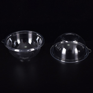 Disposable plastic bowl restaurant hotel transparent fruit and vegetable salad bowl tea bowl rotating hot pot bowl wholesale