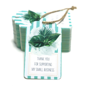 50 sheets/pack cross-border wholesale watercolor flower gift label 300g coated paper tag natural jute rope