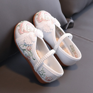 Hanfu shoes girls spring and autumn Chinese style antique costume performance shoes old Beijing children's cloth shoes baby girl's embroidered shoes