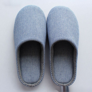 Japanese style cotton slippers for women spring autumn winter couple home indoor wooden floor soft cloth bottom mute anti-slip cotton linen slippers for men