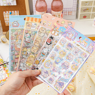 Cute hand account sticker wholesale cartoon children PET waterproof decorative water Cup diary sticker ins Wind hand account sticker