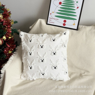 in stock Christmas decorative pillow cover cross-border hot sale faux wool quilted snowflake cushion cover Christmas decorative wholesale