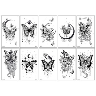 Cross-border New Black Butterfly Tattoo Sticker High-end Sense Ins Sexy Women's Temporary Collarbone Arm Tattoo Sticker