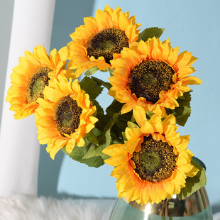 Simulation sunflower European-style single sunflower simulation Flower home decoration pastoral Sun bouquet artificial flowers
