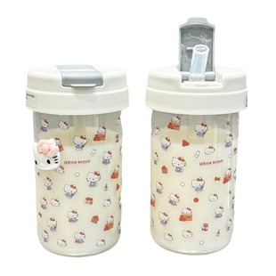 Hellokitty большой емкости соломки чашки для девочек милый мультфильм студенческий пластиковый стаканчик устойчивые к падению и высокой температуре чашки