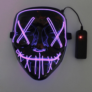led glow mask halloween masquerade party black v props entertainment horror EL cold light grimace mask
