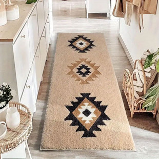 Amazon Absorbent Non-slip Bohemian Flocking European and American Floor Mat Carpet Bedside Carpet Bedroom Room Red