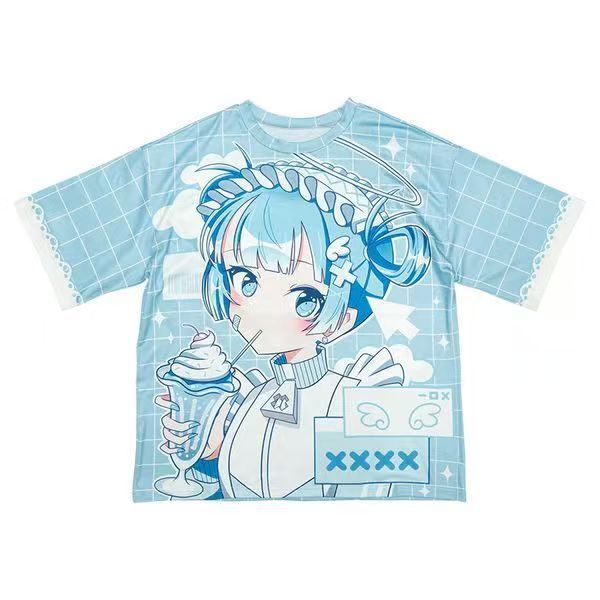 Personalized Japanese Acdc Subculture Printed Short-Sleeve Trendy Graffiti Print T-Shirt, Summer Loose Thin Style