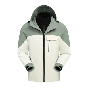 New detachable men's and women's three-in-one down fleece liner outdoor windproof waterproof rubber two-piece set
