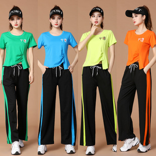 Pure Cotton Dance Suit Sports Fitness Suit Square Dance Costume Women's Performance Suit Ghost Step Dance Dancing Grendition Summer Loose