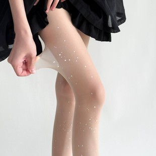 Ultra-thin Shiny Stockings Flash Stockings White Pure Desire Shining Star River Dot Pantyhose Black Silk Beauty Girl