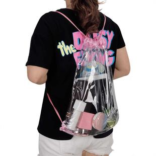 Transparent PVC Beam Storage Bag Waterproof and Dustproof Storage Backpack Bag Drawstring Sports Backpack Bag