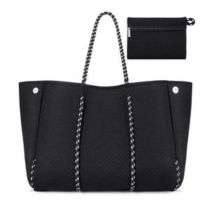 Perforated breathable diving material shoulder bag handbag neoprene seaside beach bag handbag storage cosmetic bag