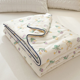 Class A Summer Knitted Cotton Summer Cool Quilt Air-conditioning Quilt Summer Single Thin Quilt Machine Washable Student Dormitory