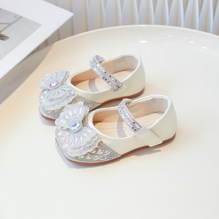 Children's Library Rabbit Girl's Princess Shoes 2025 Spring and Summer New Girl's Crystal Leather Shoes Baby Girl's Soft-soled Single-layer Shoes