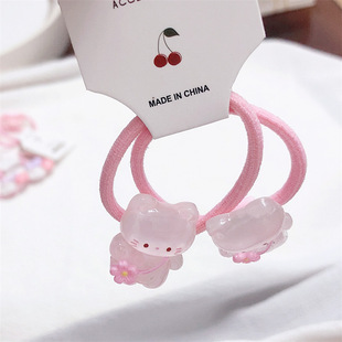 2 new style pair head rope children's sweet jelly kitten hair rope pair girl baby rubber band hair rope