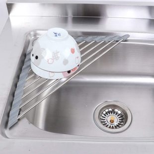 Silicone draining rack bowl rack insulated kitchen sundries storage sink storage rack triangle multifunctional foldable