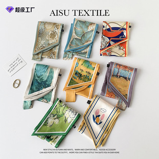 Small Scarf Ribbon Spring/Summer 2024 New Cross Small Ear Scarf Ladies Small Long Scarf Scarf Wholesale