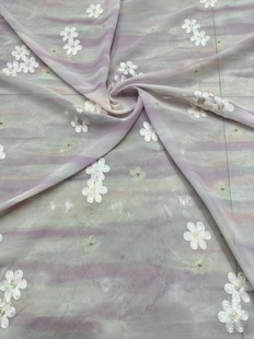 Factory direct approval of a variety of in stock chiffon printing hollow embroidery fashion light luxury dress top women's fabric