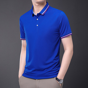 2024 Summer new men's short sleeve stitching T-shirt business casual loose top quick-drying half sleeve men's T-shirt