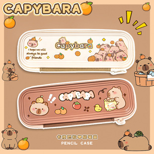 Капибара большой сумка-ручка для учащихся начальной школы с высоким содержанием лица Симпатичная многофункциональная коробка для карандашей для хранения канцелярских товаров оптом