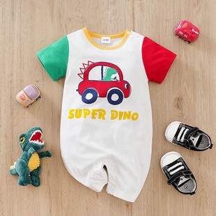 Spring and Summer Baby Short-sleeved Boys' Baby Gentleman's Bow-tie Harper Newborn One-year-old Dress for Going Out and Climbing