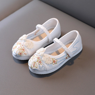 Girls' Embroidered Shoes Chinese Style Children's Hanfu Shoes Ancient Clothing Table Performance Cloth Shoes Ethnic Style Retro Baby Handmade Shoes