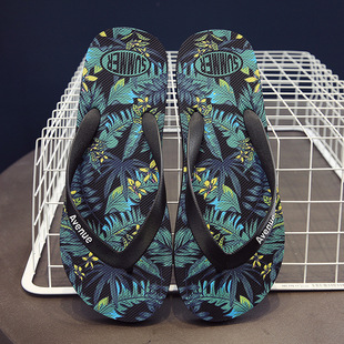 Creative Theme Printed Flip-Flops Casual Men's Shoes Non-Slip Beach Shoes Fashionable Distinctive Outdoor Flip-Flop Sandals