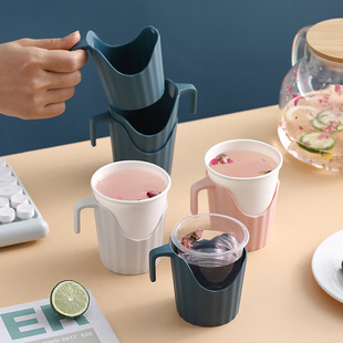 Core Type Disposable Paper Cup Holder Thickened Plastic Cup Holder Anti-scalding Hand Heat Insulated Cup Cover Cup Holder Tea Cup Paper Cup Base