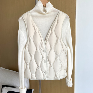 Vest down jacket ladies vest vest waistcoat thin autumn and winter 2024 new thin liner short 044