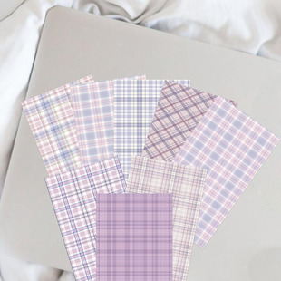 8 pc/set of mobile phone back card gray pink plaid back card sticker decoration DIY mobile phone ipad shell creative sticker