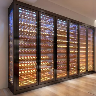 Light Luxury Stainless Steel Constant Temperature Wine Cabinet Wine Display Rack Living Room Background Wall Storage Metal Decorative Simple Wine Cabinet