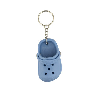 Cartoon mini slippers keychain creative simulation hole shoes lovers school bag pendant car accessories gift wholesale