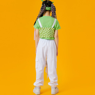 jazz Dance Costume Girl's Fashionable Hip Hop Street Dance Suit jazz Dance Suit Trendy Clothing Trendy Cool Children's Performance Suit Summer