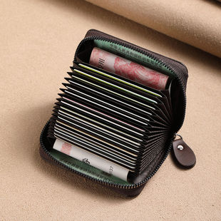 Card Bag Unisex Large Capacity Frosted Leather Sense Multi-Card Anti-Degaussing Organ Small Card Bag Driver's License Card Clamp Bag