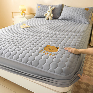 Type a Soybean Fiber Embroidered Cotton Bed Cover Thickened Mattress Protective Cover Non-Slip Single Bed Cover Simmons Dust Cover